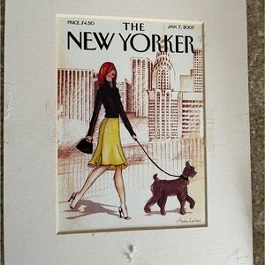 The New Yorker Art Print with Woman and Dog